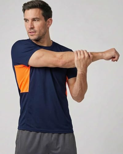 Image of Real Essentials 5 Pack: Men's Mesh Performance Quick Dry Tech Stretch Ultra-Soft Breathable Short Sleeve Crew Active T-Shirt | Available In Big & Tall, Moisture Wicking, Quick Dry, Cooling, Summer, Casual, Basketball, Tennis, Hiking, Yoga, Tops