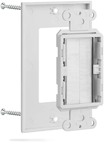 Fosmon 1-Gang Wall Plate (2 Pack), Brush Style Opening Passthrough Low Voltage Cable Plate In-Wall Installation for Speaker Wires, Coaxial Cables, HDMI Cables, or Network/Phone Cables
