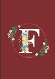 Personalized Notepads With Name F: Unlined Notebook/Blank Paper - 7 x 10 inches - 120 Pages - Burgundy Cover (F) - For School, Office & Home