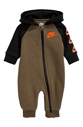 Nike Baby`s Futura Long Sleeve Full Zip Hooded Coverall (Medium Olive(56F869-E6F)/Black, 3 Months)