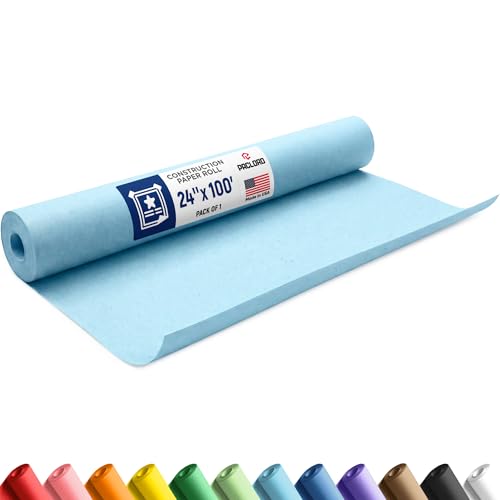 Light Blue Construction Paper Roll 24" x 100 ft, Made in USA