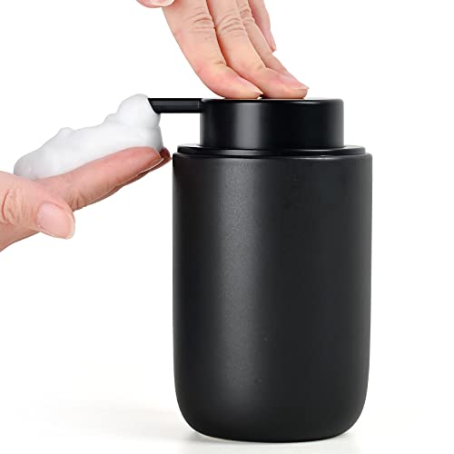 Seifenspender Umlaca Spülmittelspender,Nachfüllbarer Soap Dispenser Keramik 350ml,Großer Pumpenkopf lässt Sich leicht drücken,Geeignet für Küche,Bad (Mattes Schwarz Schaumseifenspender)