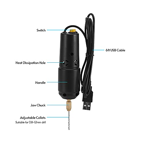 Mini Drill for Jewelry Making Electric USB Screwdriver Drill Set including 10 0.8-1.2mm Drill Bits for Resin Casting Drilling Jade Crystal and Pearls (#3) - Image 2