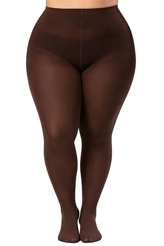 Image of HeyUU Plus Size High Waist 80D Semi-Opaque Tights, XL-4XL | Curvy Fit, No-Roll Waist, Soft Stretch, Smooth Coverage, Comfortable Everyday Wear