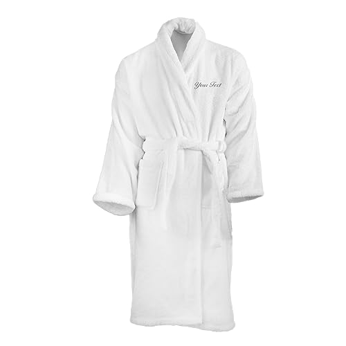 Albornoz con Nombre Personalizado (en la Parte Delantera), Color Blanco - L