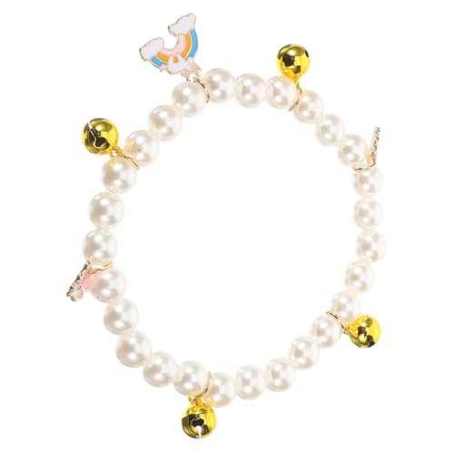 BESPORTBLE ペットネックレス 鈴付き子猫首輪 ベル 猫の蝶ネクタイの衣装 真珠のブレスレット 反射首輪 犬のネックレス 猫の首輪 ネームネックレス 鈴を持つ猫 ネックレスコード パール