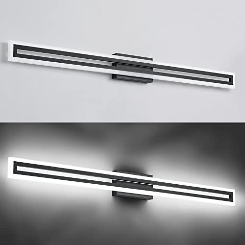 Image of SOLFART Bathroom Light Over Mirror Bathroom Light Fixtures Vanity Lights Black Vanity Lights for Mirror Led Light Fixtures 6000K