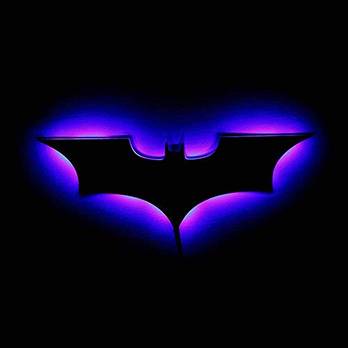 Applique murale LED d'intérieur avec télécommande USB Batman Miroir RGB Lampe murale pour armoire, couloir, salon, chambre à coucher, décoration de chauve-souris argentée, grande veilleuse