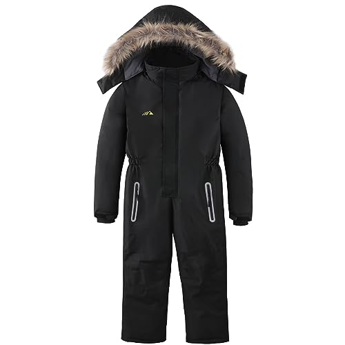 OHSNMAKSL Kid's Snowsuits Boys Ski Suits Jackets Girls Waterproof Coats Jumpsuits Winter Snowboarding Outdoor23HXF-Boy-Black-8-9