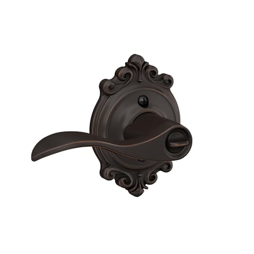 Image of SCHLAGE Accent Lever with Brookshire Trim Keyed Entry Lock in Aged Bronze - F51A ACC 716 BRK