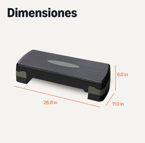Miniatura 5 de Amazon Basics Plataforma de Step para Ejercicios Aeróbicos, Escalón Ajustable para Entrenamiento en Casa, 68.58cm, Negro/Gris