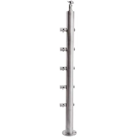 Serdic Hand Rails Post for Outdoor & Indoor Steps, Level drilled Cable Railing Post Adjustable Top Stainless Steel Brushed Finishing Deck Railing Pre-Drilled Pickets,1PCS, YFS105 Cover
