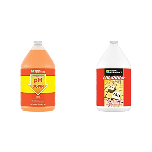 General Hydroponics pH Down Liquid Premium Buffering for Stability, 1-Gallon & General Hydroponics CALiMAGic 1-0-0, Concentrated Blend of Calcium & Magnesium, Secondary Nutrient Deficiencies