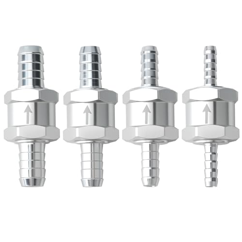 Clapet Anti-retour en Aluminium de Carburant 6/8/10/12mm de retour de carburant en aluminium à sens unique pour Essence Diesel Huile Car Chrome Eau Auto...