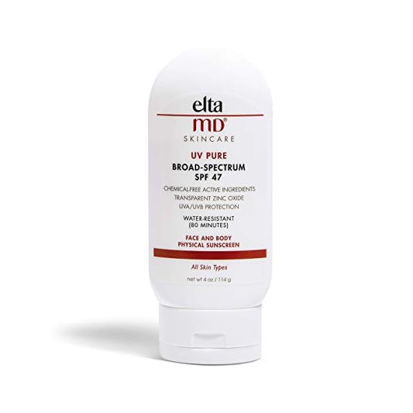 EltaMD UV Pure Face and Body Sunscreen, SPF 47 Mineral Sunscreen for Kids and Adults, Water Resistant Up to 80 Minutes, 4.0 oz Tube