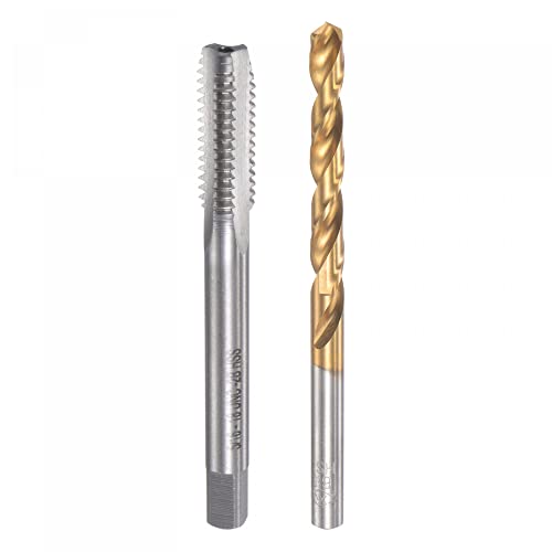 uxcell 5/16-18 UNC Straight Flute Thread Tap and 6.5mm Twist Drill Bit Set, Titanium Plated 6542 High Speed Steel Drilling Bit Machine Threading Tap