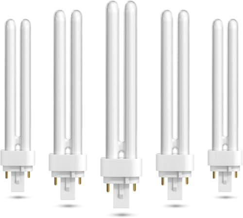 Pack de 5 Bombillas G24d 3, 2 Pin PLC Tubo 26W, Luz Blanca Neutra 4000K, 1600LM, Tubo de Doble Vuelta 2U, Lámpara Fluorescente de Bajo Consumo de Alta Eficiencia, Apto Para Cocina, Dormitorio, Comedor