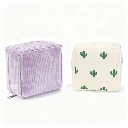 ZMaglorian Neceser Compresas 2 Piezas de Almacenamiento para Compresas Algodon Tampones Bolsa Menstrual con Cremallera de Servilletas Sanitarias Bolsas Portátil para Mujers Regalo Adolescentes Niña