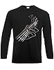 Guitar Hands Mens Long Sleeve T-Shirt Music Metal Goth Punk Skeleton Skull (Black, 5XL) #1