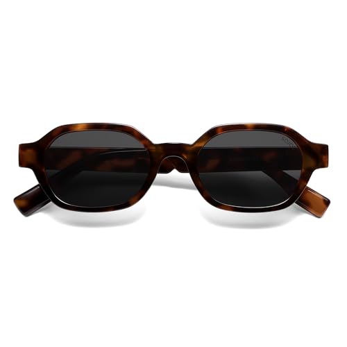 SOJOS Retro Polarized Hexagon Sunglasses for Women Men UV400 Trendy Rectangle 70s 80s 90s Shades SJ2389 Tortoise Frame/Grey Lens