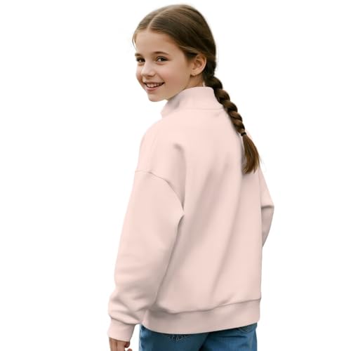 AFPANQZ Girls 1/4 Zip Collar Sweatshirts Casual Long Sleeve Pullover Tops Autumn Sweater for 5-14 Years Teen Girls2