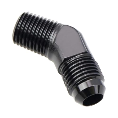 Codo de aluminio negro AN6 macho a un cuarto NPT macho adaptador de rosca de 45 grados 5