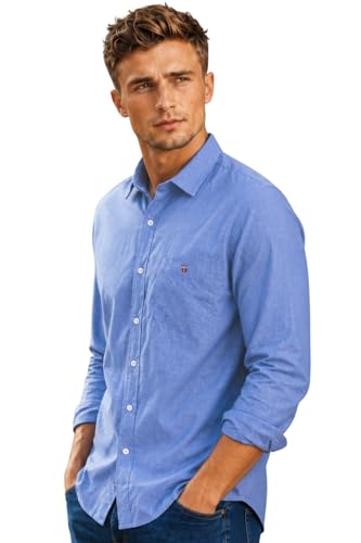 Image of Louis Philippe Men's Cotton Slim Fit Textured Fabric Soft Handfeel Full Sleeve Casual Shirt