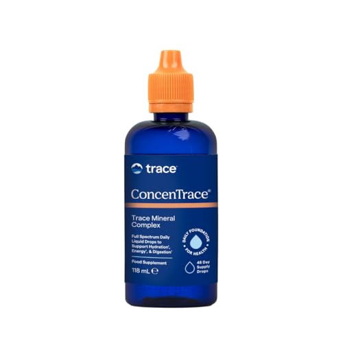 Trace Minerals ConcenTrace Drops | Full Spectrum Minerals | Ionic Liquid Magnesium, Chloride, Potassium | Low Sodium | Energy, Electrolytes, Hydration | 48 Day Supply, 118 ml (Pack of 1)