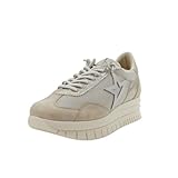 Cetti - Zapatos,Sneakers de Piel y Tela,cordón elástico,Plataforma,Suela de Goma,Plantilla Extraible,Vintage para: Mujer Color: BEIG Talla:40