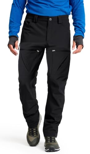 Image of Toomett Mens Winter Hiking Snow Pants Waterproof Insulated Fleece Lined for Skiing Camping Fishing Outdoor Softshell Snowboard Pants,6087,Black,30