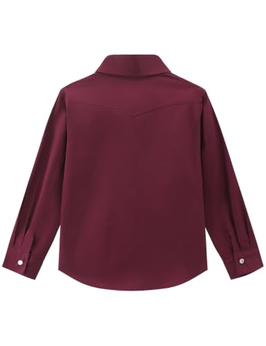 Image of Noomelfish Girls Long Sleeve Western Pearl Snap Button Down Shirt Cowgirl Outfits Blouse Tops (5-14 Years)