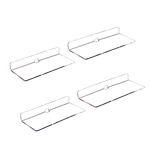 IEEK 4 PCS Clear Small Acrylic Floating Wall Shelves,9 Inch