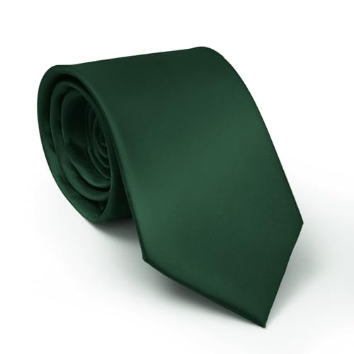 Image of Men's Classic Satin 3.15 inch Soild Color Necktie Wedding Business Tie & Gift Box