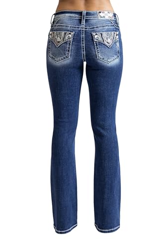 Miss Me Women's Abstract Stitch Mid-Rise Bootcut Jeans