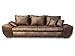 lifestyle4living Big Sofa in braun mit Schlaffunktion und Bettkasten, Vintage Look, Microfaser | XXL Couch inkl. 3 extragroßen Rücken-Kissen und hochwertiger Federung