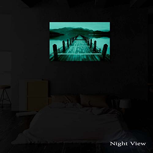 Startonight Canvas Wall Art Black And White Abstract Morning Bridge, Framed Artwork Picture Home Decor For Living Room 32" X 48" #TOP3