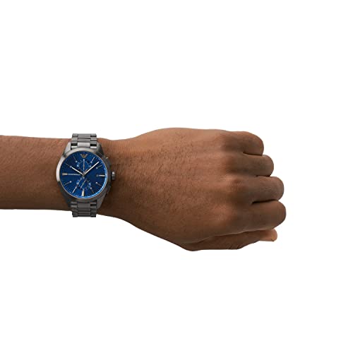 Image of Emporio Armani Mens 43 mm Blue Dial Stainless Steel Chronograph Watch - AR11481