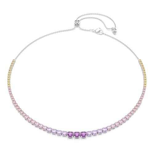 Swarovski Collier Tennis Matrix, Dégradé de tailles rondes, Multicolore, Métal rhodié