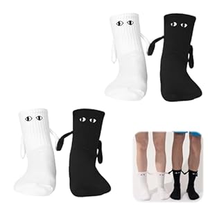2 Pairs/4 Pairs Holding Hands Socks – Magnetic, Funny Friendship Socks for Lovers & Friends