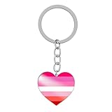 Nanafast Stainless Steel LGBTQ Pride Keychain Heart Gay Pride Keychain Lesbian Pride Keyring Rainbow Flag Keychain for Pride Month Parades and Events-Lesbian