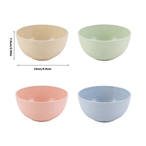 Cereal Bowl Large, 24 Oz Ramen, Dessert, Salad Bowls Set Of 4, Soup, Rice, Breakfast, Snack, Noodle, Fruit, Plastic Bowls For Kitchen, Microwave Safe Bowls, Wheat Straw Dinnerware Sets, Dinner Bowls #TOP1