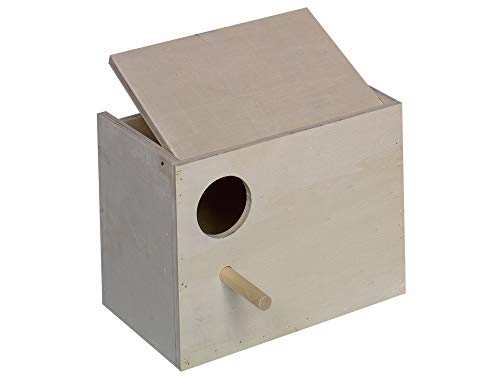Nobby Budgie Nesting Box Hole Left; 22 x 16 x 17 cm, Natural, 22 x 16 x 17 cm (Pack of 1)