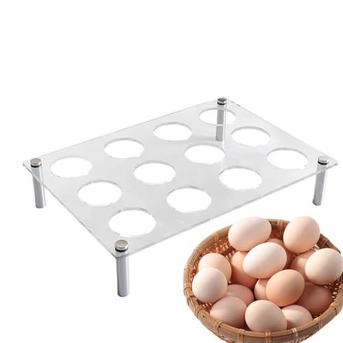 Soporte para huevos, caja de cartón acrílico transparente con 12 compartimentos, soporte de almacenamiento para frigorífico, estante de cocina, armario de mostrador | encimera de cocina