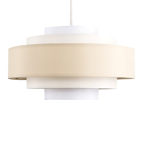 Modern 5 Tier Cylinder Ceiling Pendant Light Shade in a 3 Tone Cream Finish