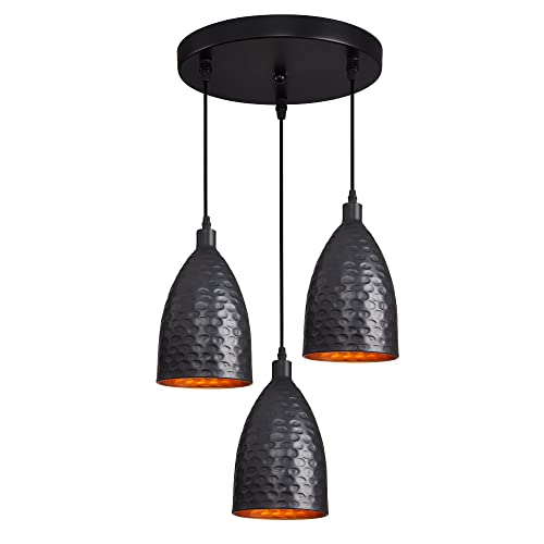 ADYENA Pendant Light Black 3 Light Metal Farmhouse Lighting Industrial Vintage for Kitchen Island Living Dinning Room Bedroom Restaurant Cafe Bar Lighting