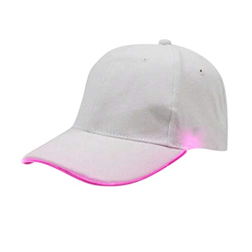 BUKINIE Gorra de béisbol LED con luz intermitente, gorra de ala de luz LED, gorra deportiva para fiesta de club deportivo para mujeres y hombres, unisex, rosa, Talla única