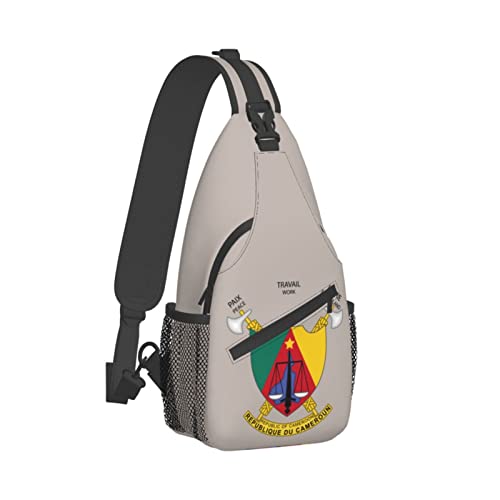 Mochila bandolera unisex National Emblem Cameroon negra miniatura 3