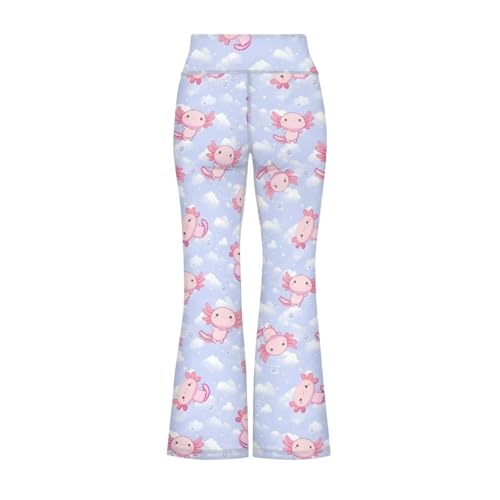 Image of Girls Leggings Floral Print High-Waisted Flared Pants 5-14 Years