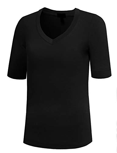 J. LOVNY Girl's Basic Casual 3/4 Elbow Half Length Sleeve Simple V-Neck Junior T-Shirts2