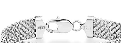 Miabella Solid 925 Sterling Silver Italian 12mm Mesh Link Chain Bracelet for Women Men, Made in Italy4